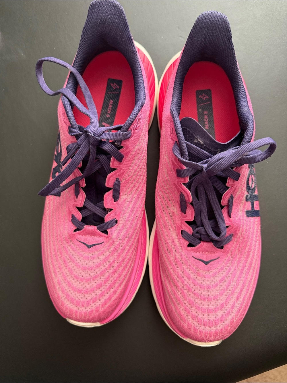Hoka Mach 5 Women's Running Shoe Pink with Purple Accent 8.5
